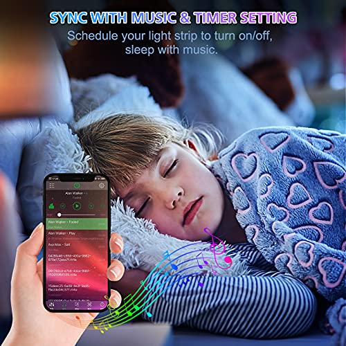 50ft Led Strip Lights Jadisi Music Sync RGB Lights Strip Color Changing with App Remote Control LED Lights for Bedroom(50ft)