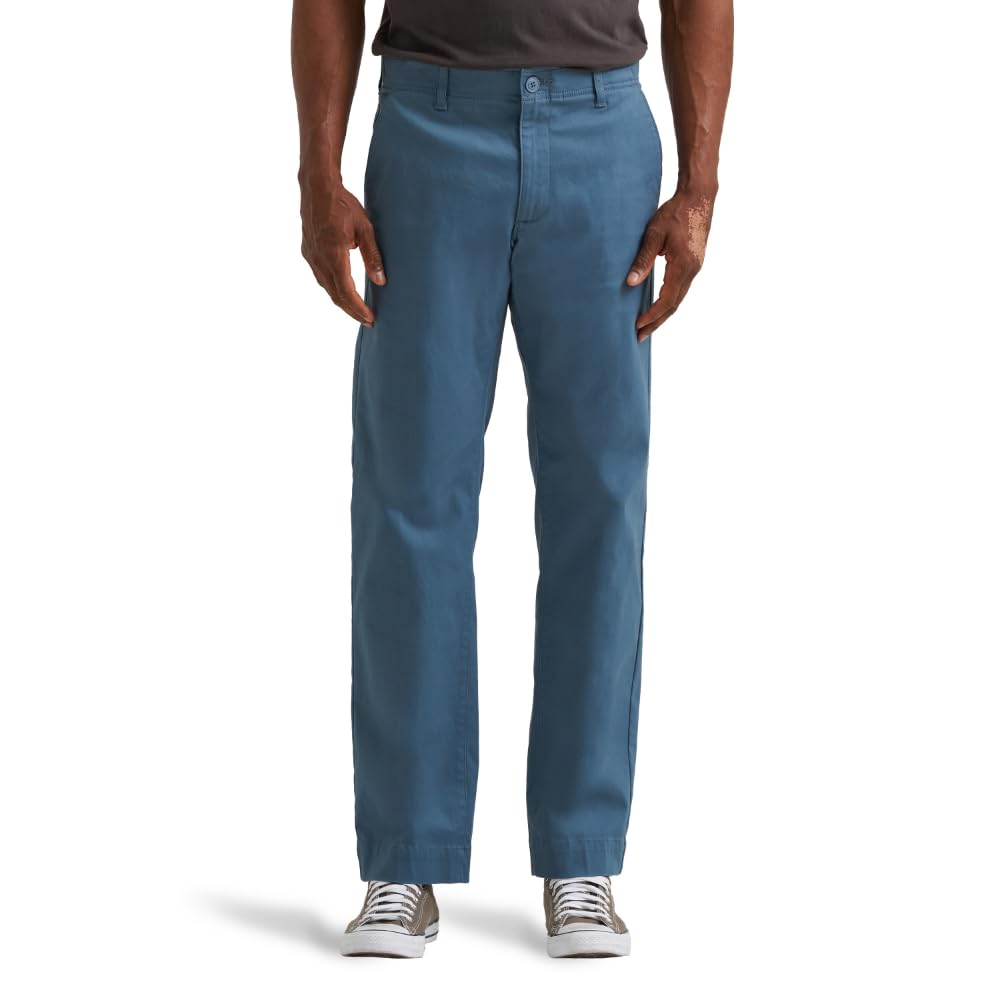 Lee Men's Extreme Motion Flat Front Regular Straight Pant, Vintage Blue, 34W x 34L Image
