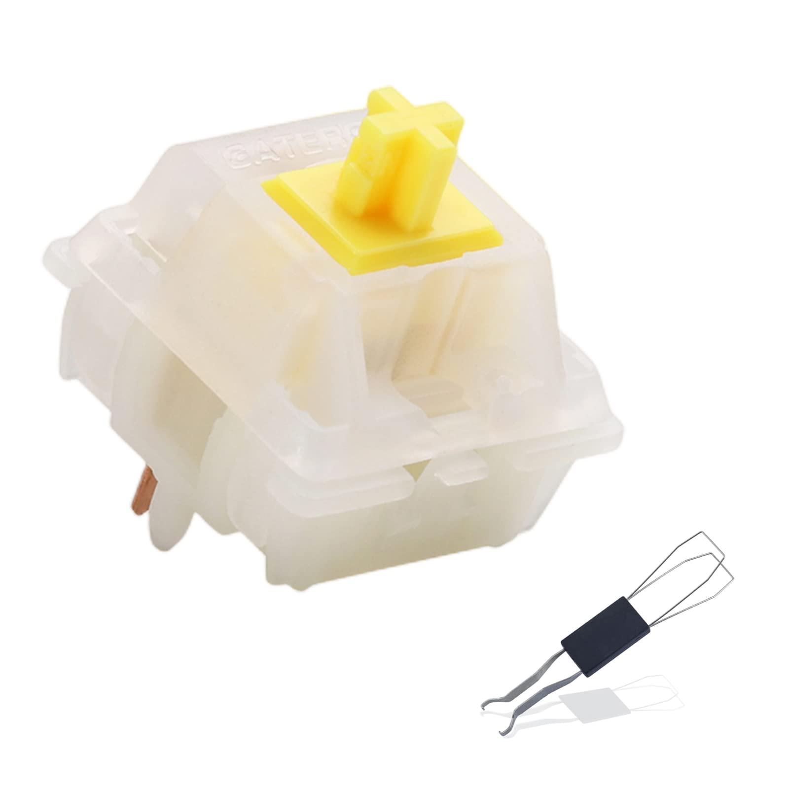 Gateron MX Switch Mechanical Keyboard Dedicated Shaft with 2 in 1 Professional Keyboard Puller Suitable for Mechanical Keyboard SMD 3pins Yellow Keyboard Switch（70Pcs）