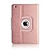 Thankscase Case Compatible for iPad Air 2, Rotating Case Cover Only for iPad Air 2 (2nd Generation) with Wallet Pocket with Hand Strap with Auto Sleep/Wake Function (Rose Gold 3)