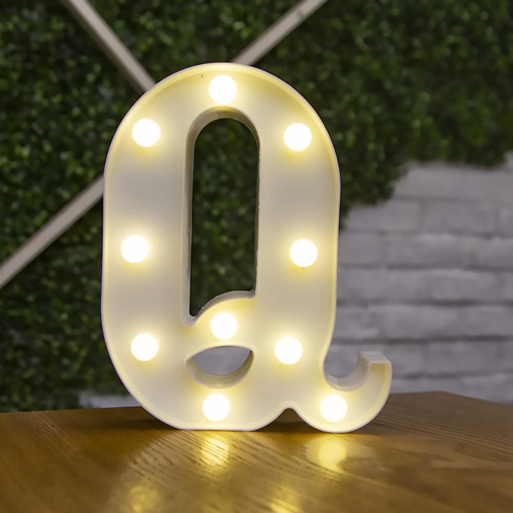 Tiardey letter lights LED symbol shape, Alphabet Plastic Marquee Table Lamps, Lighting up Words, Birthday Wedding Party Everyday Home Wall Hanging Decor-Q