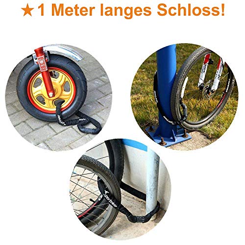 amzn prime Fahrrad-Ketten-Schloss mit Zahlen-Code XL - 100cm :: e-Bike, Motorrad, Roller | Sicherheitsstufe 15 | High… – Bild 8