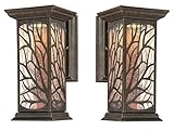Glenwillow One-Light LED Outdoor Wall Lantern with Clear Seeded Glass, Victorian Bronze Finish (2-Pack)