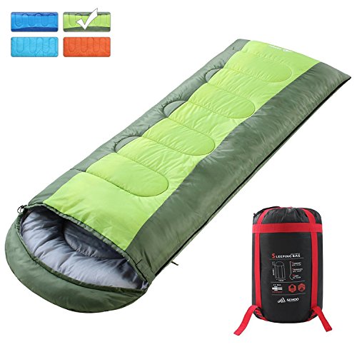 Semoo Envelope Sleeping Bags with Compression Bag - Green