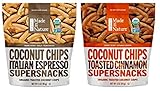 Made In Nature Organic Coconut Chips Supersnacks 2 Flavor Variety Bundle, 1 Each: Italian Espresso, and Toasted Cinnamon, 3 Oz. (2 Bags)