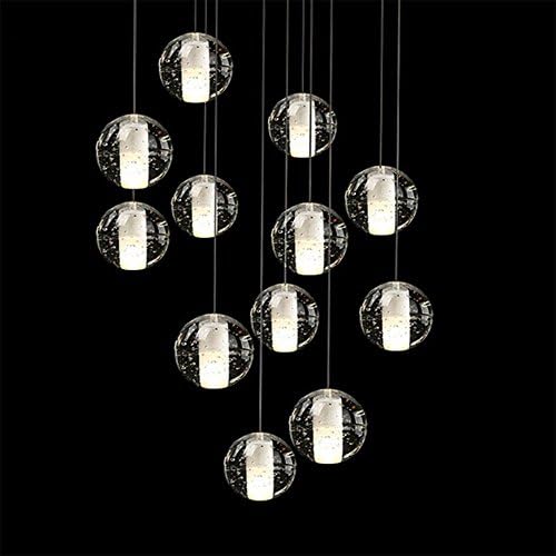 Linght Modern Crystal Chandelier 14 Bubble Lights Led Meteo Shower Magic Crystal Ball L33.5 X W11.2 Inch