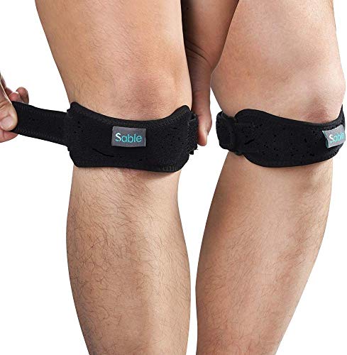 [2 Pack] Sable Knee Brace Patella Strap, Patellar Support Stabilizer Strap with Adjustable Band, Knee Pain Relief for Running, Hiking, Volleyball, ACL, Arthritis and Injury Recovery - Upgraded
