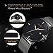 Mens Simple Slim Watch Analog Quartz Waterproof Black Stainless Steel Mesh Band Thin Casual Dress Wrist Watches for Men