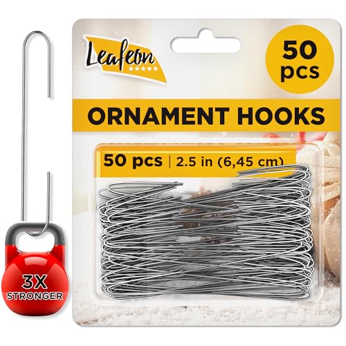 Leafeon 50 Pack Christmas Ornament Hooks for Baubles - Great Ornament Hangers for Christmas Tree Decoration - Silver