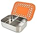 LunchBots Medium Duo Snack Container - Divided Stainless Steel Food Container - Two Sections for Half Sandwich and a Side - Eco-Friendly - Dishwasher Safe - Stainless Lid - Orange Dots