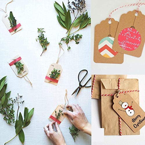 SallyFashion 200pcs Kraft Paper Gift Tags with Free 200 Root Natural Jute Twine(Water Ripple)