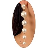 Long Pearl Earrings for Women Boho Gold Pearl Tassel Earrings for Women Bridal Wedding
