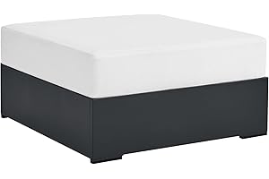 Modway Tahoe Aluminum Ottoman in Gray White with Weather-Resistant Cushion-Ideal as Outdoor Footstool, Patio or Sunroom Furniture