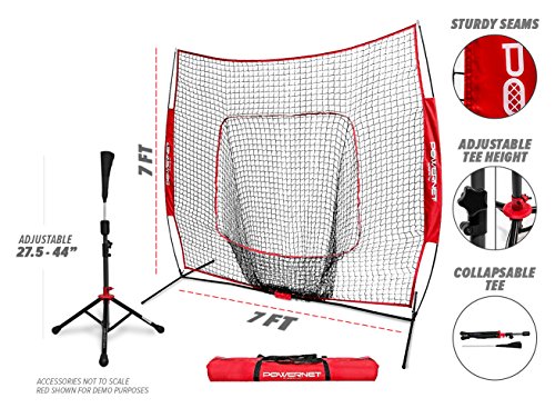 PowerNet-Baseball-Softball-Practice-Net-7x7-with-Travel-Tee-Practice-Hitting-Pitching-Batting-Fielding-Portable-Backstop-Training-Aid-Large-Mouth-Bow-Frame-Training-Equipment-Bundle