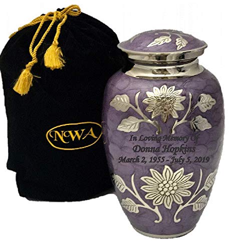Large Custom Engraved Brass Lavender Cremation Urn