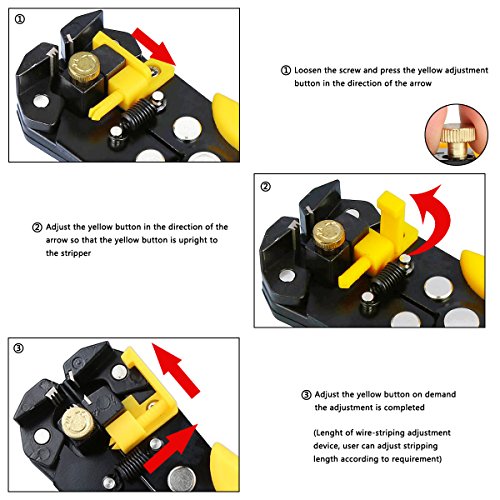 Multi-Tool Wire Stripper, 8 inch Self-adjusting Cable Cutter Crimper Automatic Wire Stripping Tool Cutting Pliers Tool for Industry 10-24 AWG (0.2-6m㎡) - Thumbnail 3