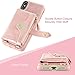 LAMEEKU Wallet Case Compatible with iPhone Xs Max, iPhone Xs Max Wallet Case Card Holder Leather Case with Wrist Chain Crossbody Strap Zipper Case for iPhone Xs Max, 6.5 inches-Rose Gold