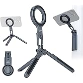 Dual Magnetic Phone Mini Tripod Foldable Double Magnet Mount Pocket Cell Phone Stand for iPhone 16/15/14/13/12 Plus Max for Travel Gym Magnetic Tripod