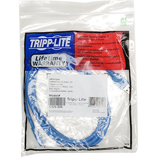 Tripp Lite U326-006 USB 3.0 Super Speed 5Gbps  (A Male to Micro B Male) Device Cable (6 Feet, Blue)