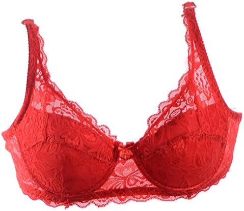 Kin Bobo Multi-colour Sexy Womens Ladies Push Up Brassiere Underwire Non-Padded Lace Bra Red 38