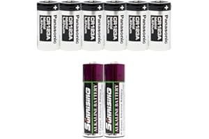 DUSLAN 6-Pack for Panasonic CR123A 3V Lithium Batteries + Bonus 2-Pack AA Alkaline Batteries
