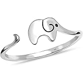 LeCalla 925 Sterling Silver Ring Openwork Lovely Elephant Eternity Band Stackable Rings for Women Minimalist Jewelry Engagement Rings for Women