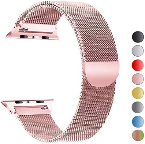 MouKou Straps for Apple Watch Series 4/3/2/1 38mm 40mm 42mm 44mm Milanese Mesh Loop with Magnetic Clasp Stainless Steel Replacement Strap