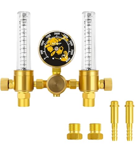 Miller Smith 23-50-580 Dual Flowmeter Regulator - 50 PSI, Multi-Scale For Argon, Helium & Argon/CO2