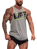 ShiningLove Men Fitness Tank Top BodyBuilding Breathable Sleeveless Stringer Workout Gym Sport Vest Gray XL