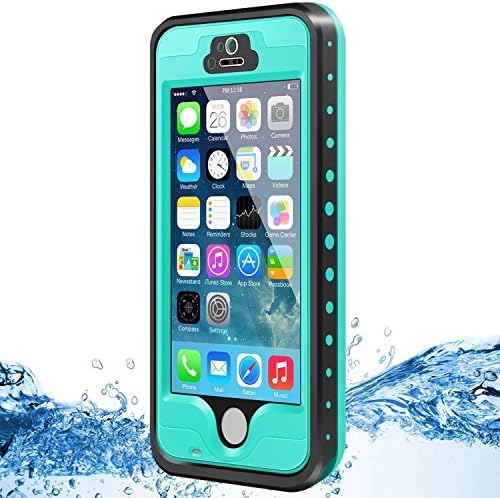 iPhone 5 5S Waterproof Case, LYNXTECH Ultra-thin Underwater Dust-proof Snow-proof Shock-proof Waterproof Case for iPhone 5 5S SE (Aqua Blue)