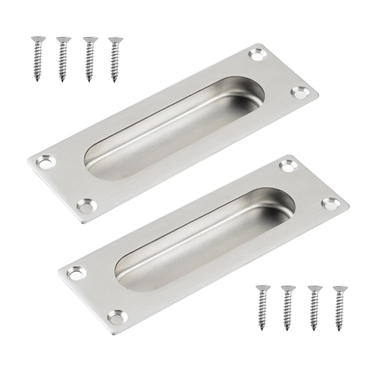 MiJunHD Recessed Flush Door Handles Stainless Steel Cabinet & Furniture Door Pulls 102 * 51mm Silver Rectangle Handles/Pulls for Interior & Closet Doors (2PCS Silver 120 * 40mm Rectangle) — image 1