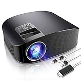 LoongLong Video Projector, HD LED LCD Projector for Home Theater/Outdoor, Mini Movie Projector Support HDMI/USB/SD Card/VGA/AV/Smartphone with Free 2 in 1 Lighting/Micro USB to HDMI Cable
