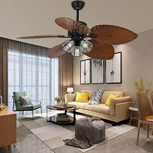 TFCFL 52 Inch Tropical Style Ceiling Fans, Modern Ceiling Fan Light