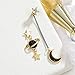 Korean Style Asymmetrical Moon and Stars Earrings Personality Earrings Gold Plated Cubic Zirconia