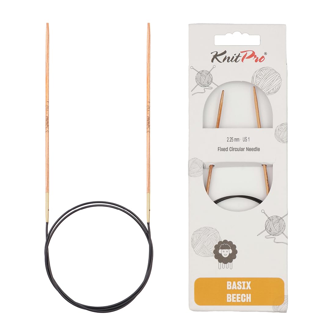KnitPro Basix Beech Fixed Circular Needles 16" (40cm) | 2.25mm — image 1