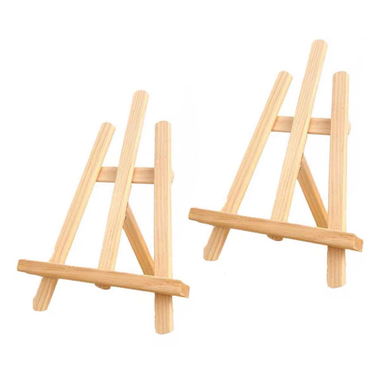 2Pcs Small Wooden Triangle Easels, 27CM Tabletop Adjustable Artist Painting Easel Wooden Display Stand for Painting, Card, Calendar, Drawing, Weddings, Craft Photos (21 x 27cm)