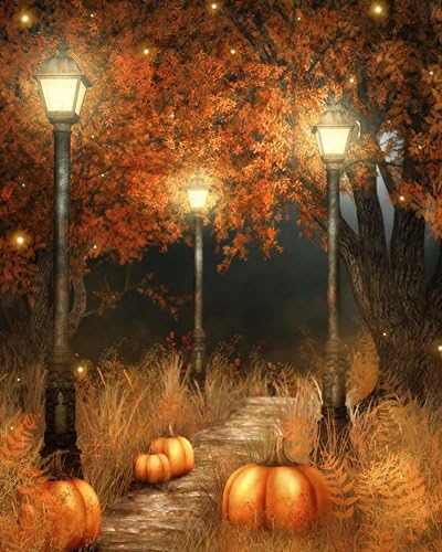 6.5 Ft*5 Ft (200cm*150cm) Halloween Pumpkin Forest Polyester Cotton Customized Photo Background Seamless Waterproof Printed Photography Backdrop