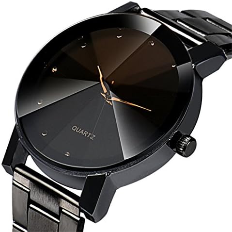 Watch Clearance ♥ Fashion Man Crystal Stainless Steel Analog Quartz Wrist Watch (Black)