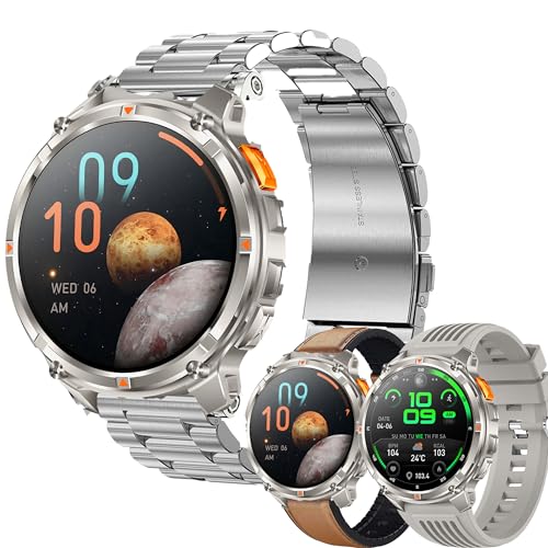 MYSHUN Reloj Inteligente Hombre con Llamadas, 1,7 Pulgada Smartwatc Hombre Deportivo con Podometro Pulsometro SpO2 Sueño Presion Arterial Actividad IP68 Reloj Digital para iOS Android (Plateado)
