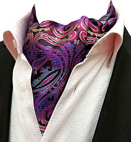 MOHSLEE Men's Wedding Paisley Floral Ascot Ties 100% Silk Elegant Cravat Necktie