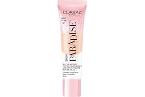 L'Oreal Paris Skin Paradise Water-infused Tinted Moisturizer with Broad Spectrum SPF 19 sunscreen lightweight, natural coverage up to 24h hydration for a fresh, glowing complexion, Light 01, 1 fl oz