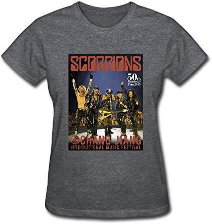 LENOJE Scorpions Band China Music Concert Women's Fashion Short Sleeve Tshirts O-neck DeepHeather XS