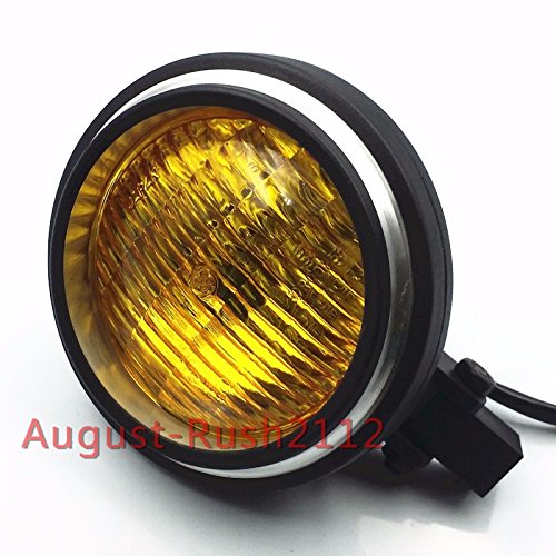 Motorcycle Edge Cut Headlight Head Light Lamp for Harley Honda Kawasaki Suzuki Yamaha Triumph XL Bobber Chopper Cafe Racer Rat Bike Cruiser CB (Black/Amber)
