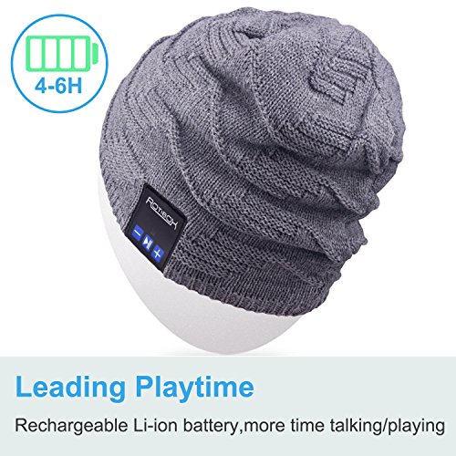 Qshell Unisex winter Bluetooth Beanie Hat Music Cap with Headphone Headset Stereo Speakers and Mic Hands Free Outdoor Sport Skinning ,Cycling ,Compatible with Iphone X/8S Android Cell Phones - Gray