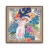 Framed Canvas Wall Art Leaves, Birds, Abstracts Canvas Prints Home Artwork Decoration for Living Room, Bedroom - 16x16 inches