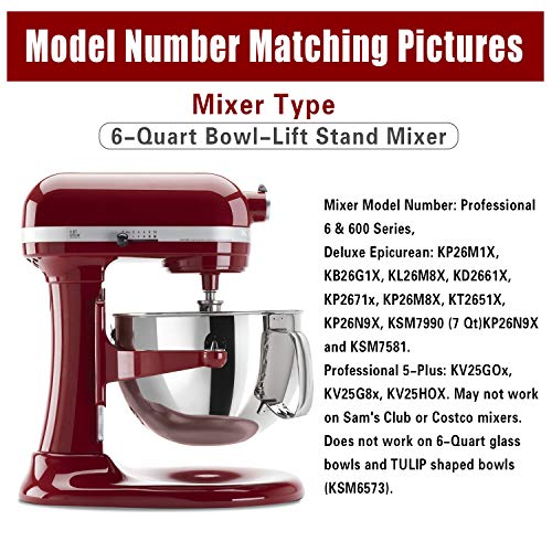 Kailaren 6 Quart Flex Edge Beater Paddle with Flexible Silicone Bowl