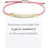 You Are Awesome Inspirational Bracelets for Women Adjustable Handmade Braided Bracelet Stainless Steel Tube Engraved Inspirational Bracelet Birthday Valentines Jewelry Gifts for Teen Girls