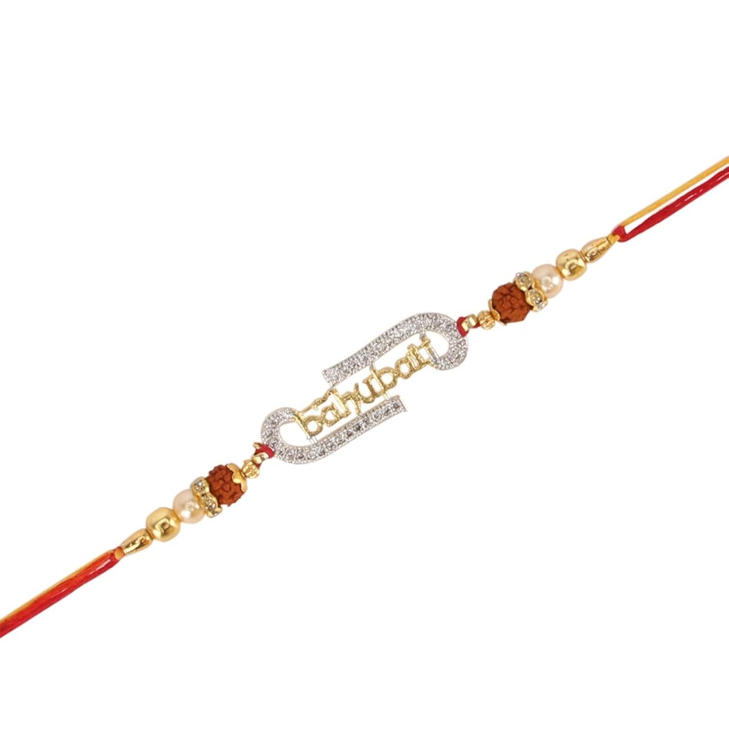 arendelle officially licensed baahubali (raksha sutra) studded with american diamonds [bbr02] unisex rakhi