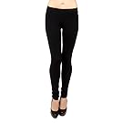 Vivian's Fashions Extra Long Leggings - Cotton, Junior Size (Black, Medium)