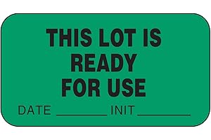 PDC Healthcare 59704160 Paper Label, Green Label with Black Text, "This Lot is Ready for Use With Date and Initial", 1.625" Width x 0.875" Length (Roll of 1000)